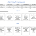 Cartes des menus de la semaine prochaine ! 