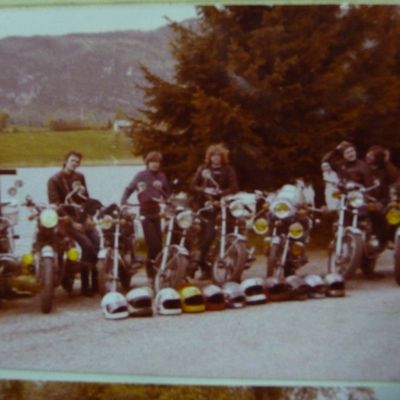 les sorties "moto" avec les copains..!;en SUZUKI GT 125 et HONDA CB 450, milieu des années 70' ..... Aix Les Bains / Chambèry