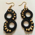 BOUCLES D'OREILLES NOIRES ET MORDOREES