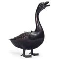 A Chinese Bronze Duck Censer. Ming Dynasty (1368-1644) 