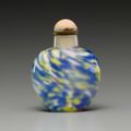 A blue, red, yellow and white-swirled glass bottle , 18th-19th century
