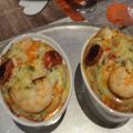 Petits flans de crevettes et chorizo