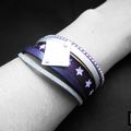 Bracelet-manchette variation violet/argent plaque