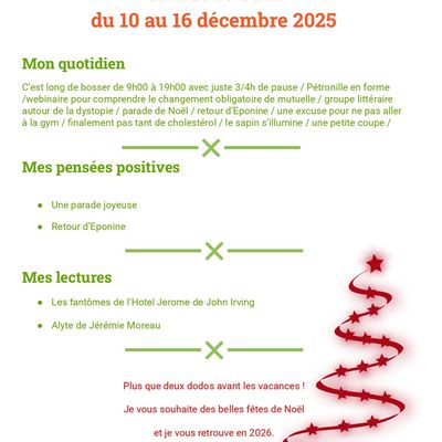 Carnet de bord du 10 au 16 décembre 2025