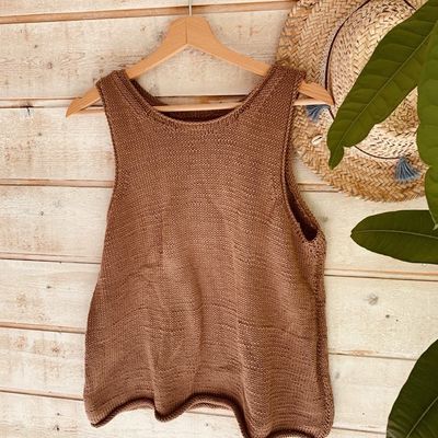 Tuto tricot : un débardeur , top sans manche  d'été en Phil coton 3 de Phildar