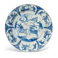 A Chinese blue and white 'Equestrian' dish, Kangxi period (1662-1722)