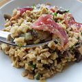 Risotto de crozets aux champignons et jambon cru