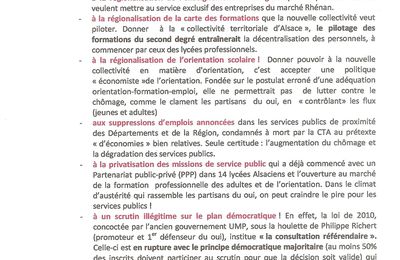 Les réprésentants des salariés appellent à Voter NON le 7 avril.