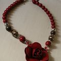 COLLIER PERLE ROSE ROUGE