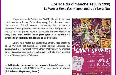 st-sever - Communiqué de presse : corrida du dimanche 25 juin 2023