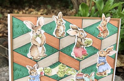 Famille Lapin au potager - Illusions d'optique