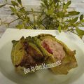 Chou vert de Saint Malo 35 à l'oignon rouge, chair de porc fermier et jambon cru 