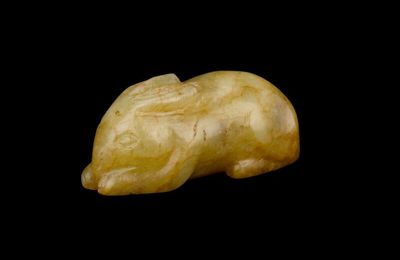 A small yellow jade figure of a rabbit, Song dynasty or earlier