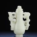 An extremely rare imperial white jade ewer and cover, Qianlong incised Yuyong six-character mark and of the period (1736-1795)