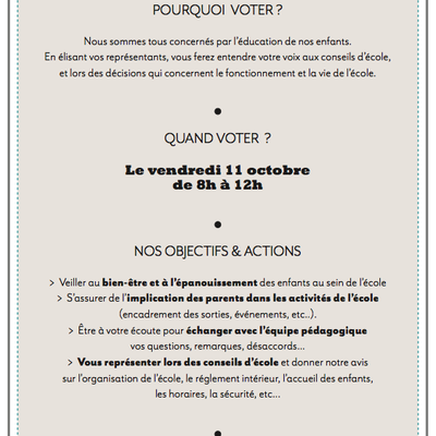 Vendredi 11 octobre : venez votez pour élire vos représentants