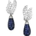 A pair of sapphire and diamond 'mystery-set' earrings, by Van Cleef & Arpels, 1960s