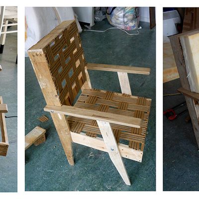 fauteuil en bois de palette en cours