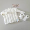 TUTO tricot bb BOUTIQUE bebe modele layette bébé et patron a tricoter Explications brassière, bonnet, bloomer, chaussons