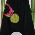 3 ans sarouel fille noir printemps déco rose fushia vert pomme