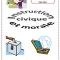 Page de présentation pour le cahier d'instruction civique et morale