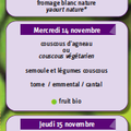 Menus des repas scolaires du 12 au 16 novembre 2012