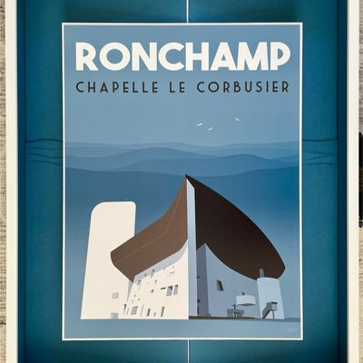 Pavé en suspension sur deux pentes embossées pour cette affiche de Le Corbusier