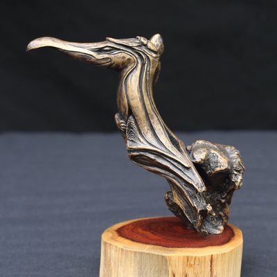 Oiseau Kem : bronze, gaïac, hauteur : 15cm