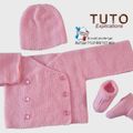 TUTO tricot bb FACILE et PREMA BOUTIQUE bebe modele layette bébé et patron a tricoter Explications brassière, bonnet, chaussons