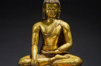 An important and rare gilt-copper alloy figure of Shakyamuni Buddha, Khasa Malla, 13th-14th century
