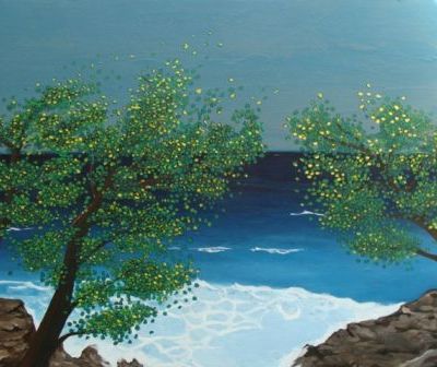 BORD DE MER Acrylique sur toile 60x50 