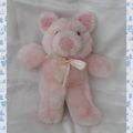 Doudou Peluche Cochon Rose Noeud DE.CAR