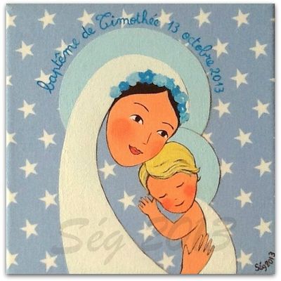 Vierge à l'enfant avec personnalisation format 15x15 cm