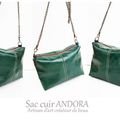 Sac de créateur cuir collection ANDORA 😋 Cuir pleine fleur vert foncé - artisnat d'art made in France Cornélius Maroquinerie