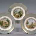 SEVRES - Trois assiettes du service des petites vues de France