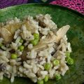 Risotto aux champignons, artichauts et petits pois