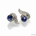 A pair of Cartier sapphire and diamond ear clips, Paris, 1930s
