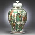 A 'Famille-verte' baluster jar and cover, Qing Dynasty, Kangxi Period (1662-1722)