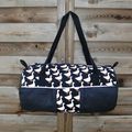 Sac polochon petites oies noir et blanc