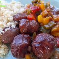 Boulettes de bœuf, sauce BBQ et poivrons