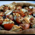 Tarte oignon, tomates cerises et chèvre