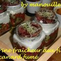 Verrines fraîcheur au filet de canard fumé