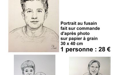 Offrez un portrait au fusain !      Envoi ou récupéré directement en Isère