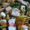 Salade printanière au poulet, céréales et légumes verts