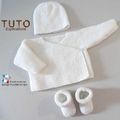 TUTO tricot bb FACILE et PREMA BOUTIQUE bebe modele layette bébé et patron a tricoter Explications brassière, bonnet, chaussons