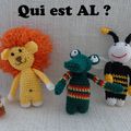 Lion au crochet, crocodile au crochet et abeille au crochet