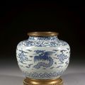 A blue and white ormolu-mounted porcelain vase, Ming dynasty, Wanli period (1573-1620)