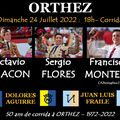 CARTEL de la corrida d'ORTHEZ 2022