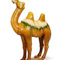 A large sancai-glazed pottery figure of a Bactrian camel, Tang dynasty (AD 618-907)