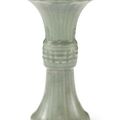 A Longquan celadon vase, gu, Ming dynasty