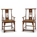 Pair of huanghuali high-back armchairs with dali stone panel. Late Ming-Early Qing Period